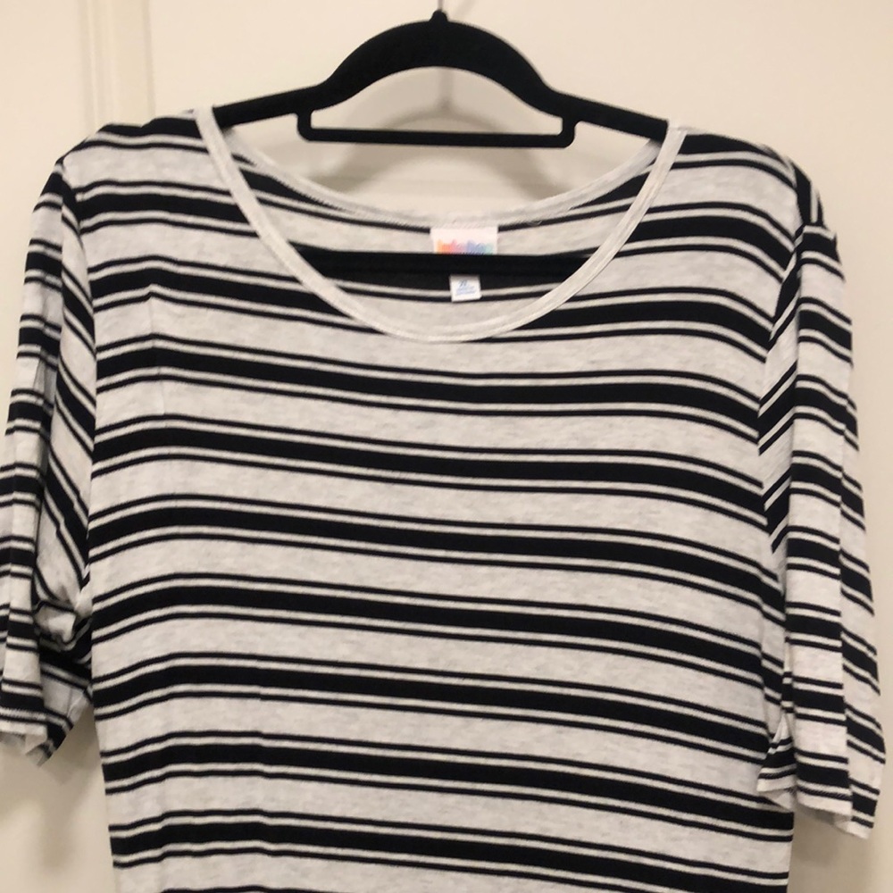 LuLaRoe Julia XL Dress Grey & Black Striped
